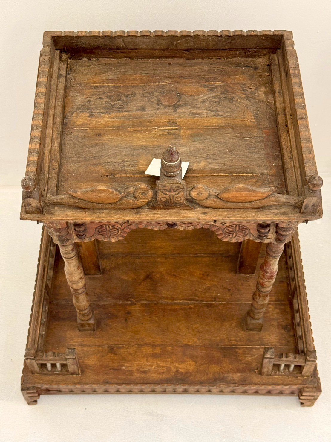 Home Large Hand Carved Mandir – Wooden Mandir with Antique Finish W61 x D42 x H73 cm - RIVO HOMES