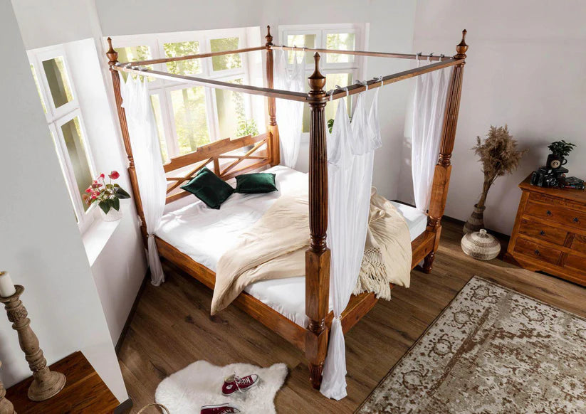 honey finish king queen bed