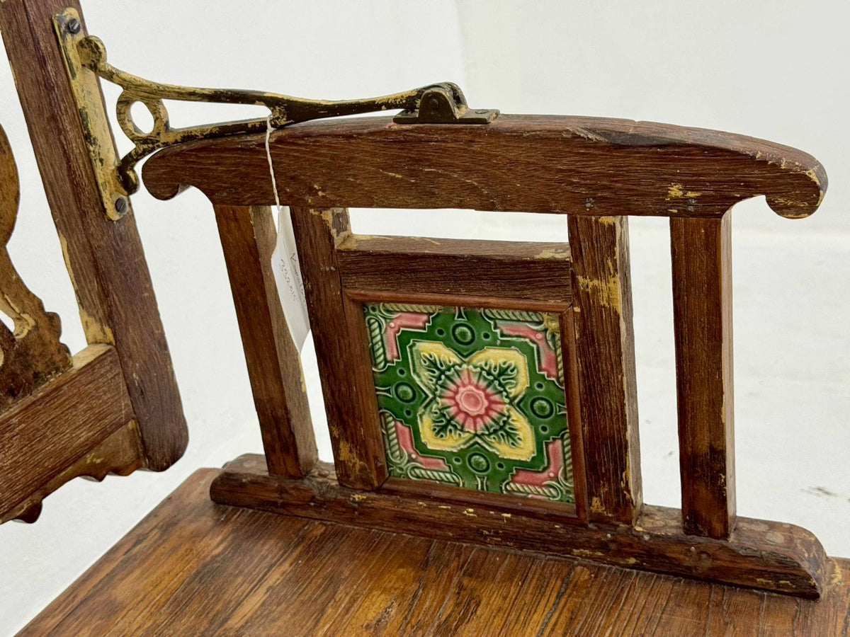 Inlaid Backrest Panel Bench – Paint Inlaid Bench with Rustic Wood Finish W148 x D52 x H86 cm - RIVO HOMES