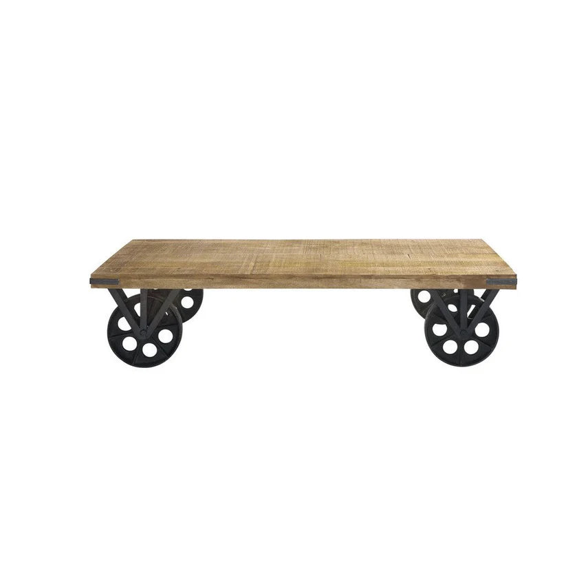 iron wheel living room table