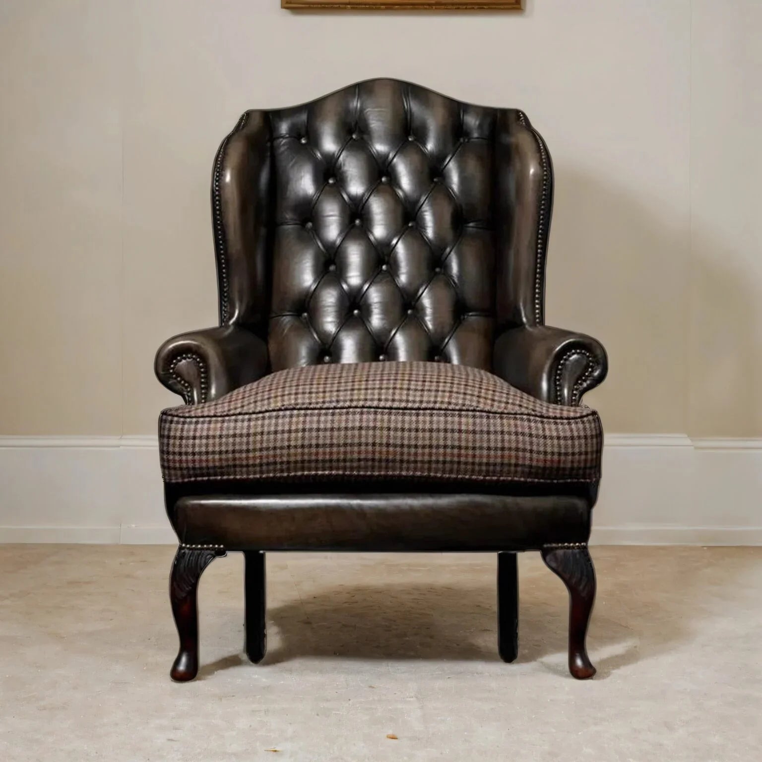 Victorian Sovereign Chesterfield Leather Chair – Handcrafted Brown Elegance by RIVO HOMES