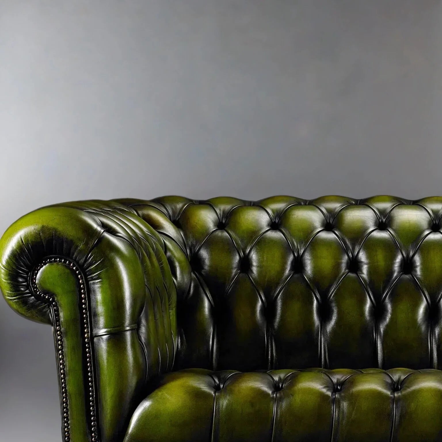 Emerald Elegance Chesterfield 3-Seater Leather Sofa – Handcrafted Comfort by RIVO HOMES