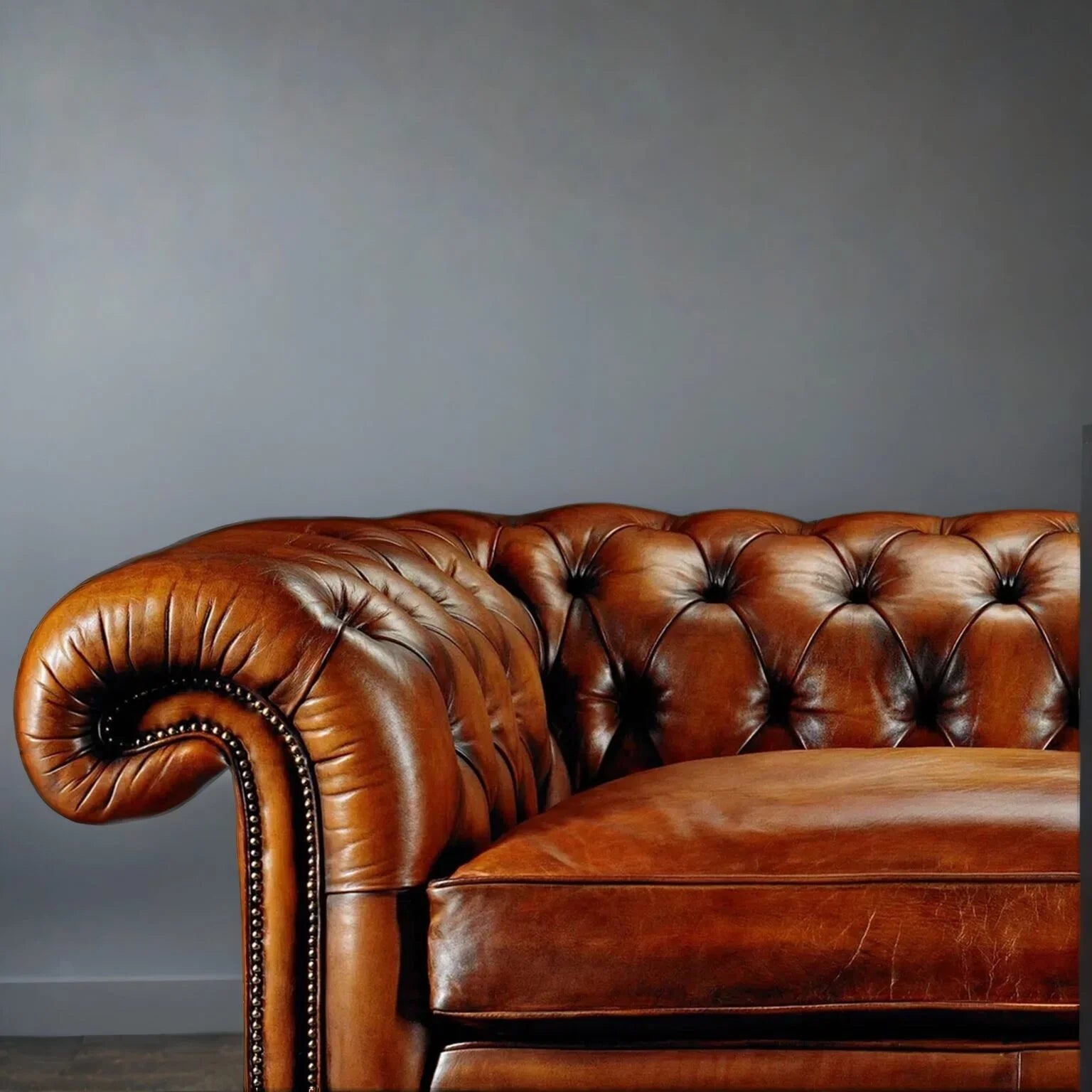 Chancellor Classic Brown Leather 3-Seater Sofa – Handcrafted Comfort by RIVO HOMES