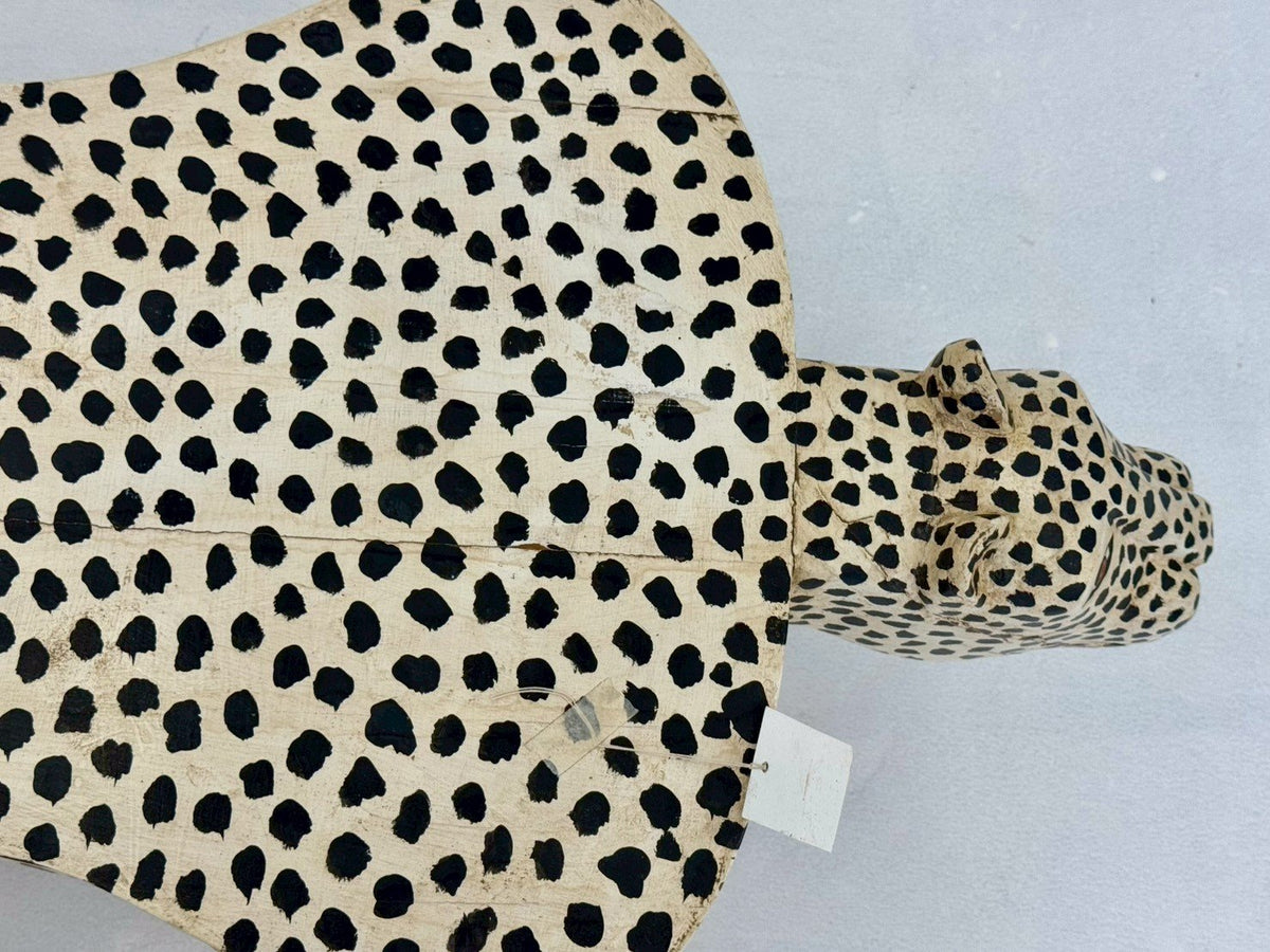 Leopard Carved Table – Leopard Shape Table with Hand-Carved Snow Leopard Design W120 x D60 x H45 cm - RIVO HOMES