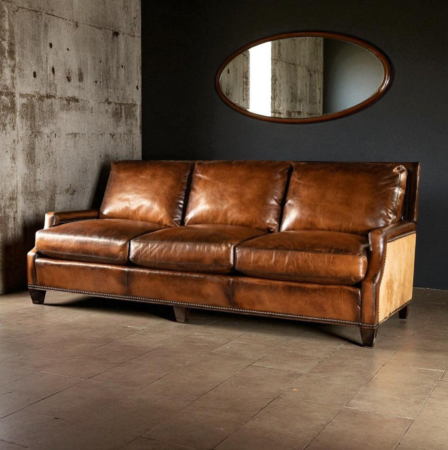 Presidio Marshal Buffalo Leather 3-Seater Sofa – Supreme Comfort by RIVO HOMES