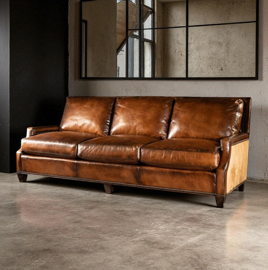 Presidio Marshal Buffalo Leather 3-Seater Sofa – Supreme Comfort by RIVO HOMES