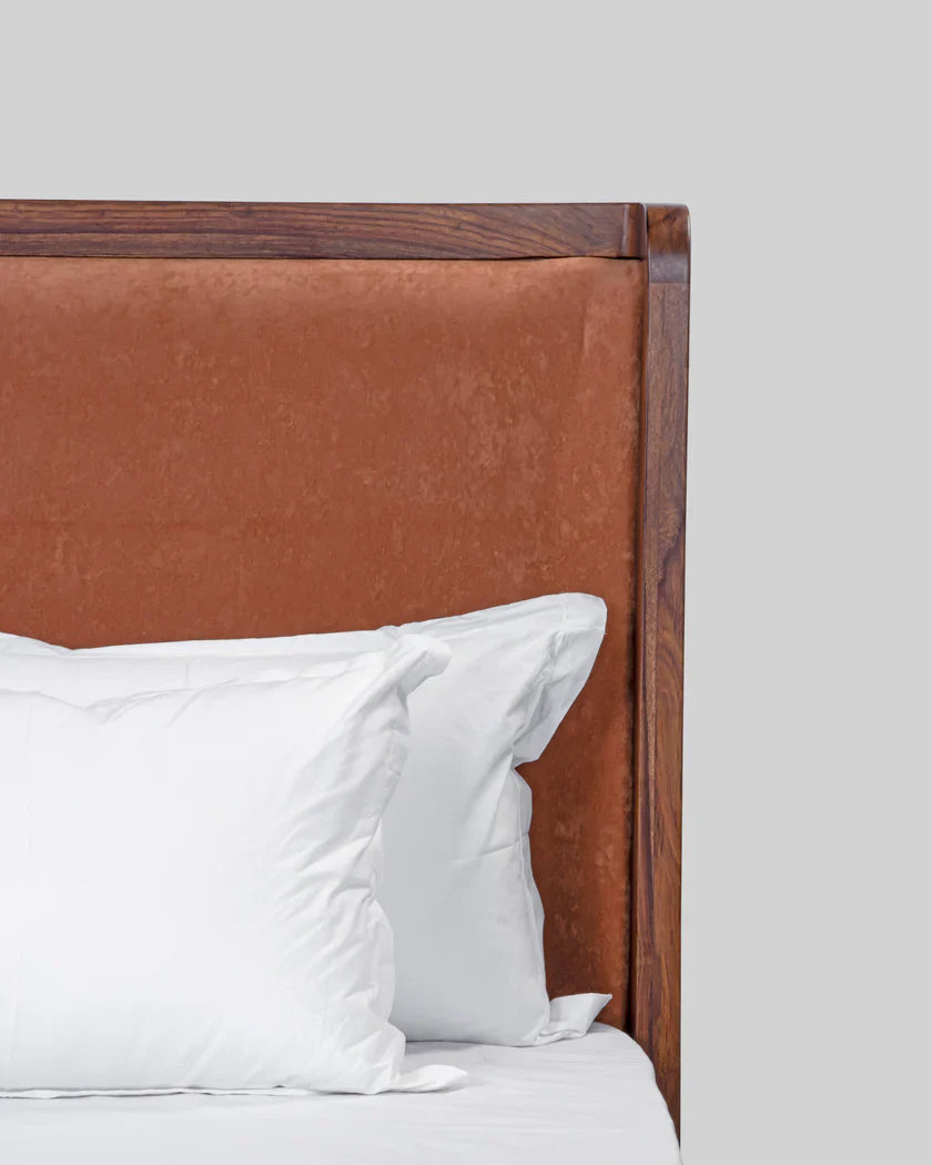 Heritage Canewood Classic Rattan Upholstered Bed – Walnut Finish,  RIVO HOMES
