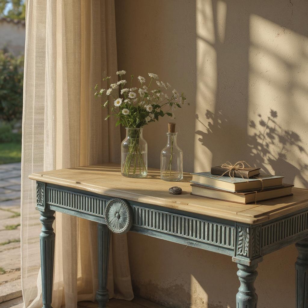 Farmhouse Blue Solid Mango Wood Console Table – Handcrafted Large Entryway Accent byRIVO HOMES