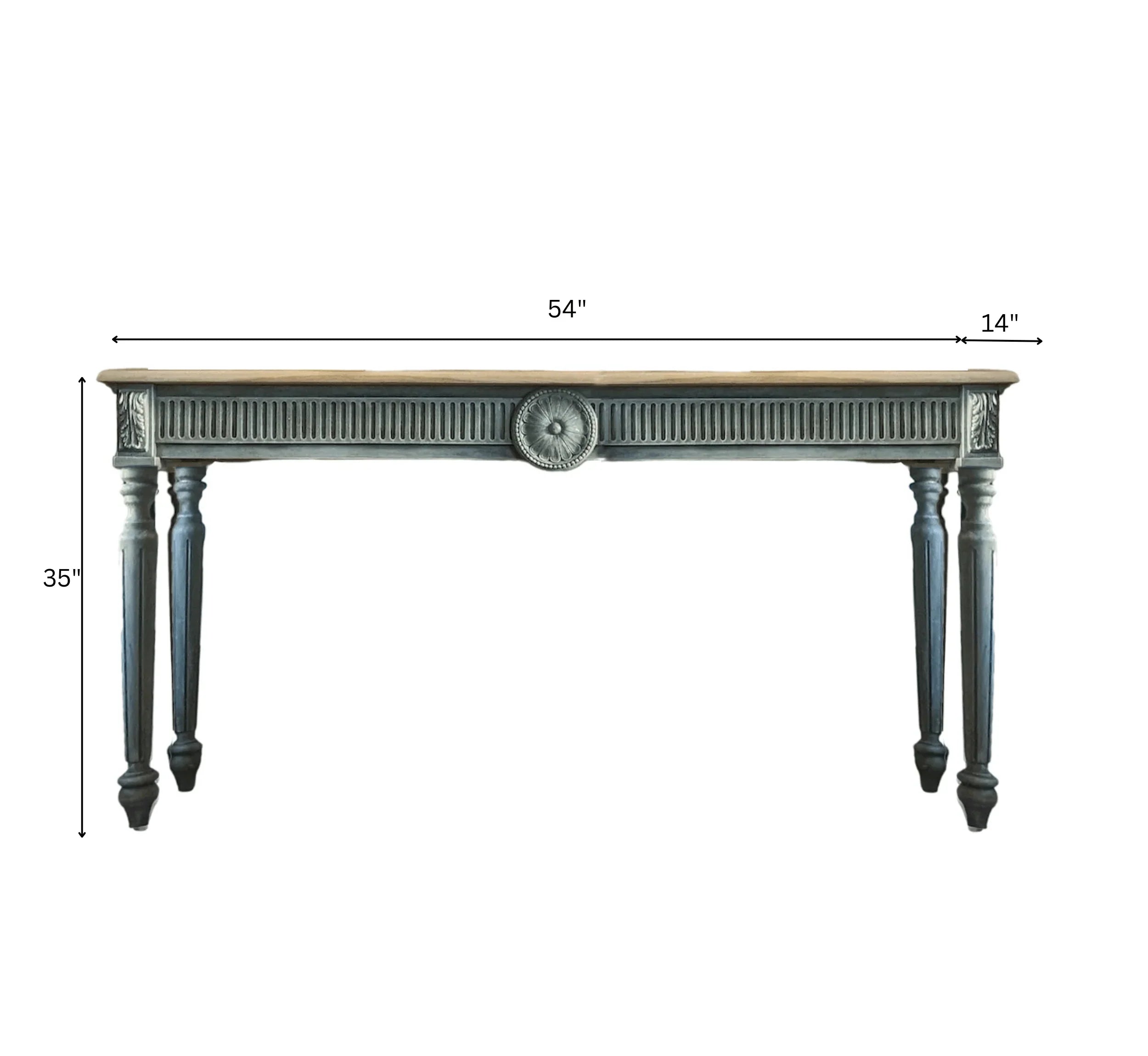 Farmhouse Blue Solid Mango Wood Console Table – Handcrafted Large Entryway Accent byRIVO HOMES