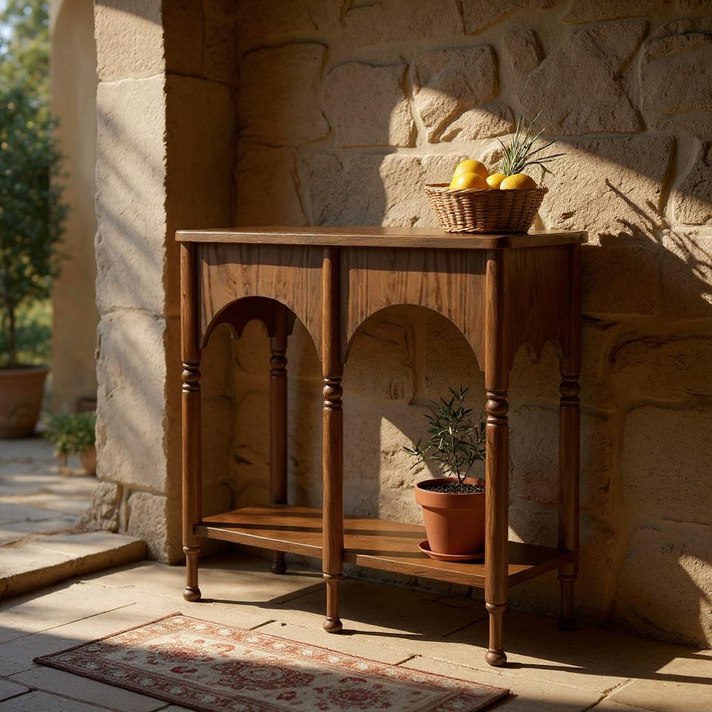 Elevare Chestnut Solid Mango Wood Console Table – Handcrafted Hallway Accent by RIVO HOMES