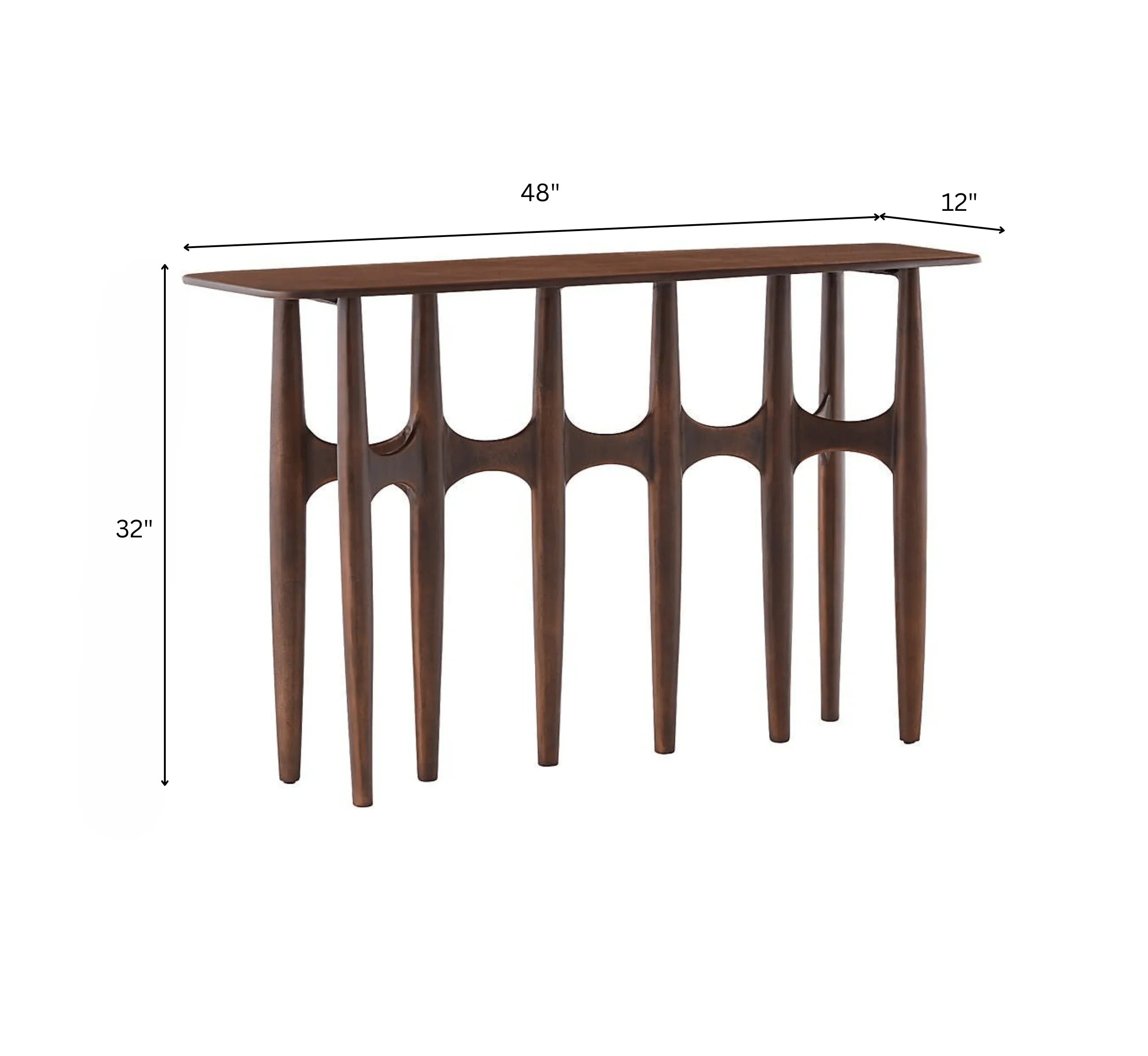 UrbanMoss Solid Mango Wood Console Table – Dark Walnut Finish, Handcrafted by RIVO HOMES