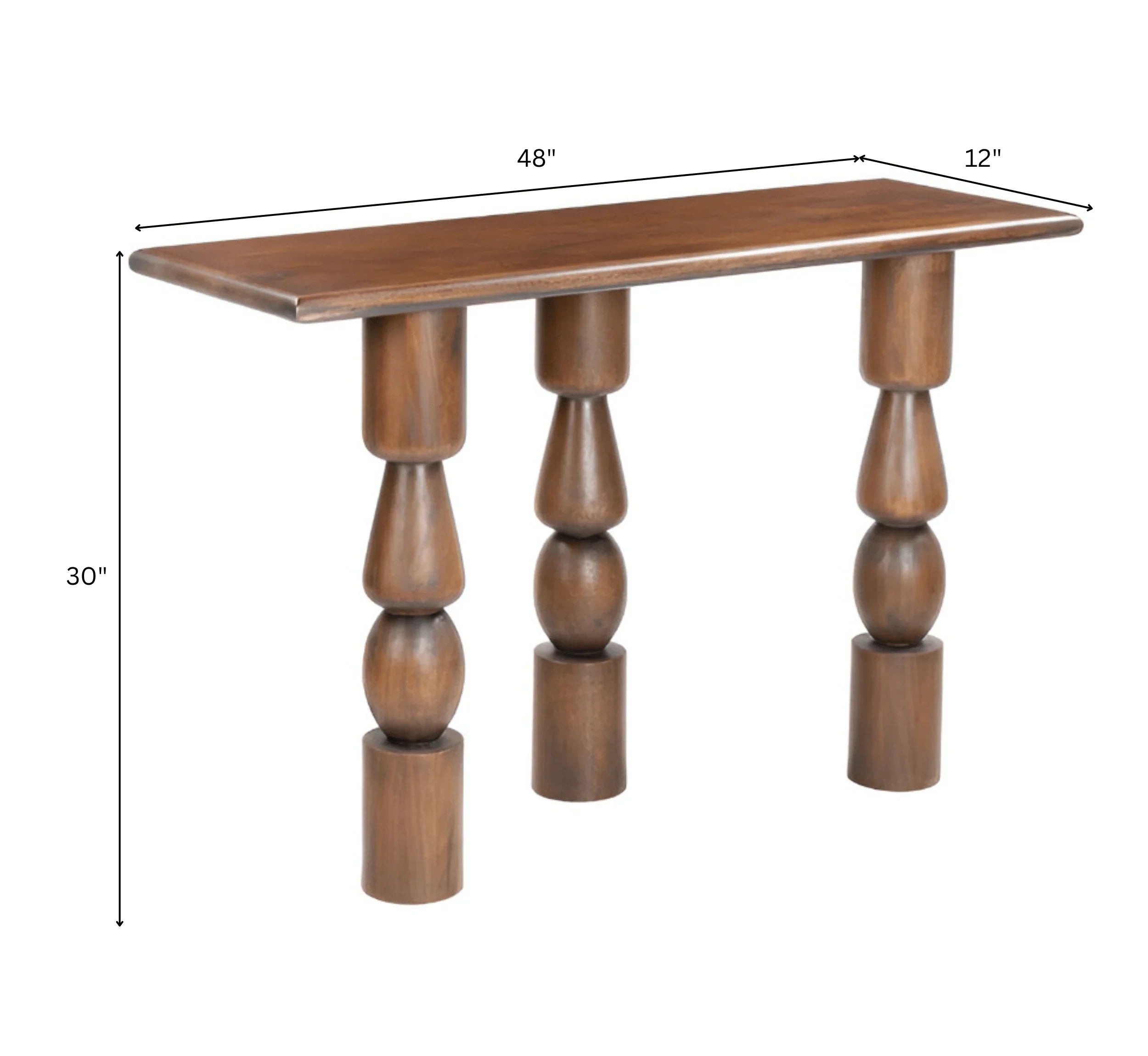 VerveLine Solid Mango Wood Console Table – Chestnut Finish, Handcrafted Entryway Accent by RIVO HOMES