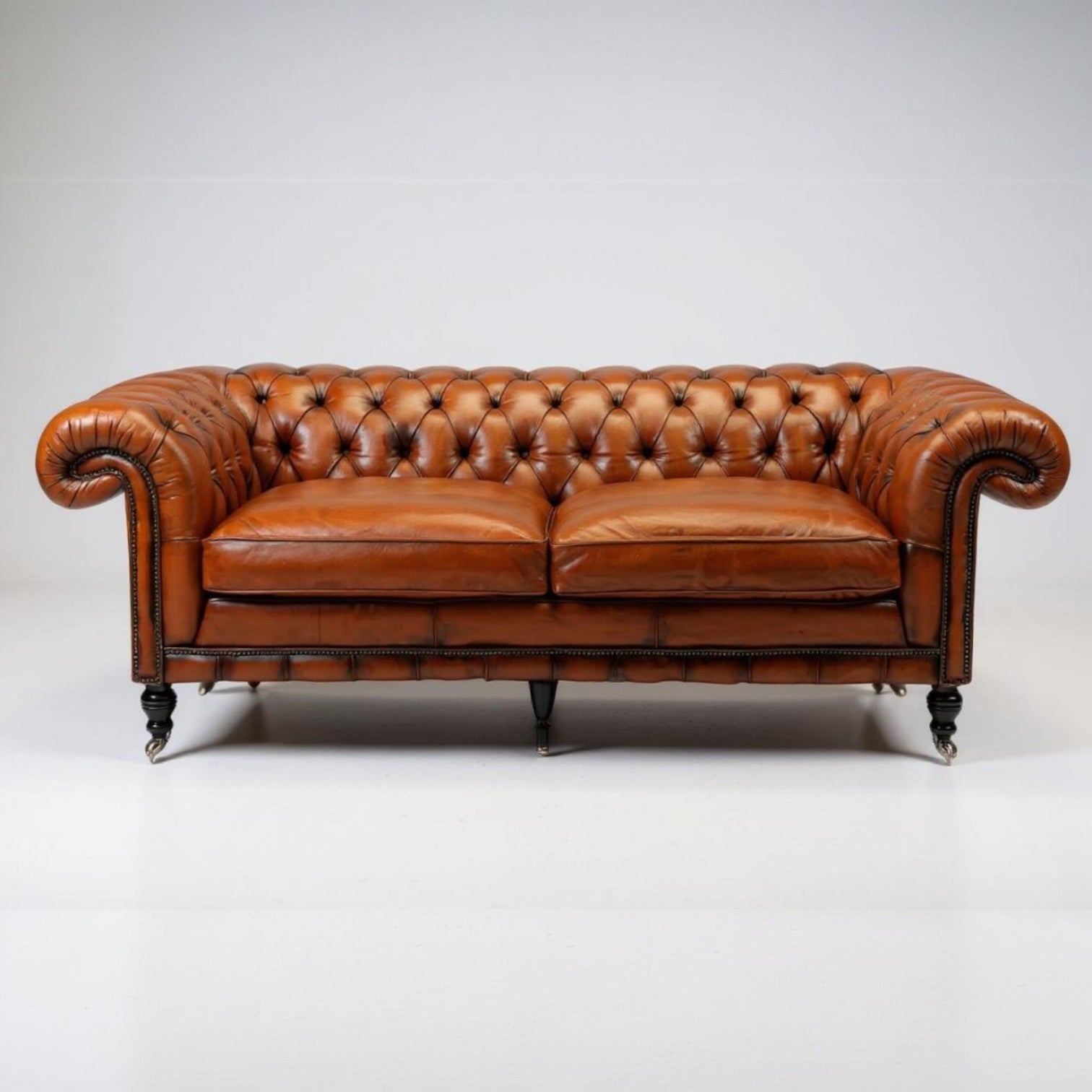 Chancellor Classic Brown Leather 3-Seater Sofa – Handcrafted Comfort by RIVO HOMES