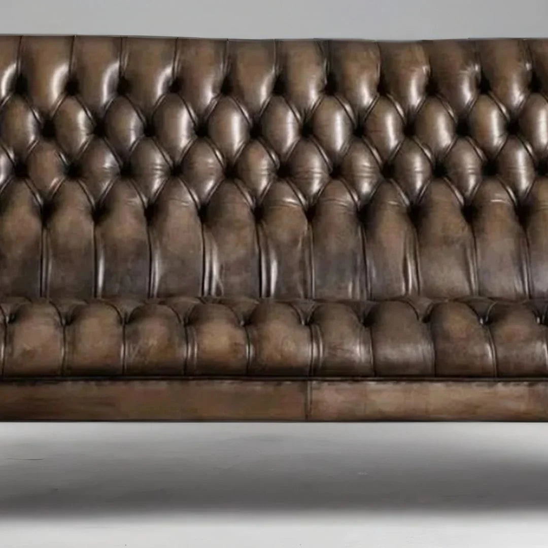 Aristo Slate Hand-Tufted Leather 3-Seater Sofa – Luxury by RIVO HOMES