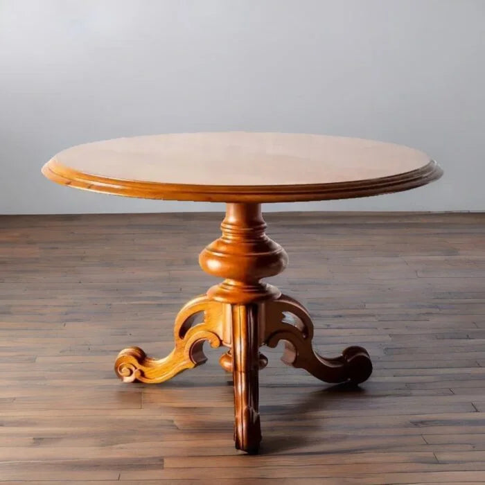 Rattan Round Dining Set – Handcrafted Solid Mango Wood, All Sizes by RIVO HOMES