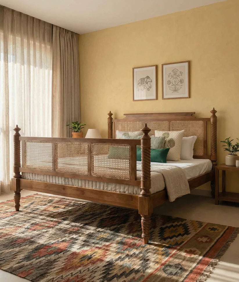 light teak king bed