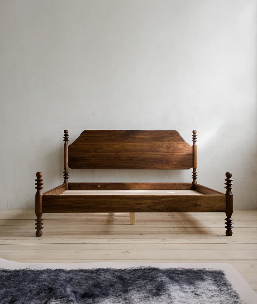 light walnut finish bed
