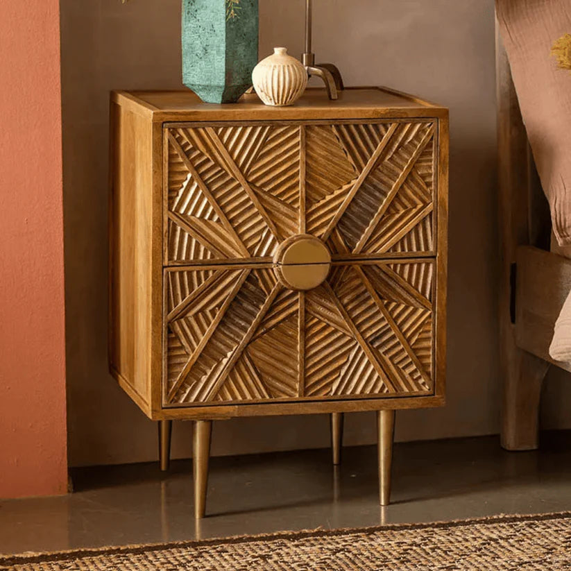 mango wood bedside table