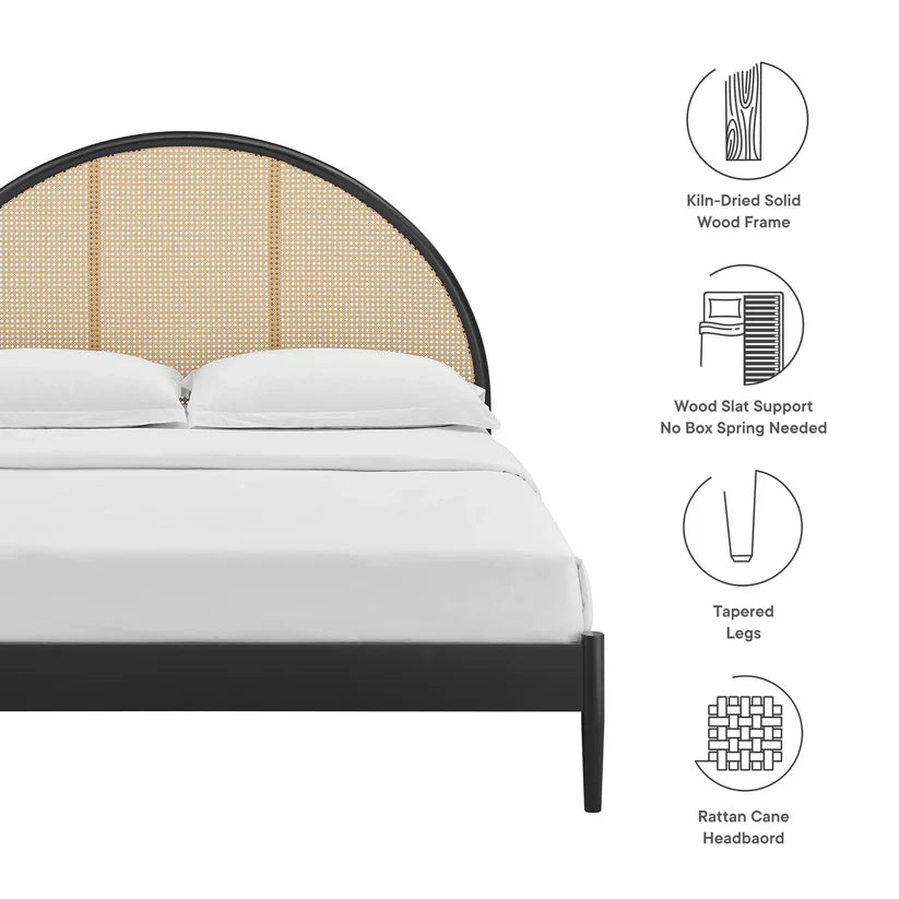 mango wood cane bed frame