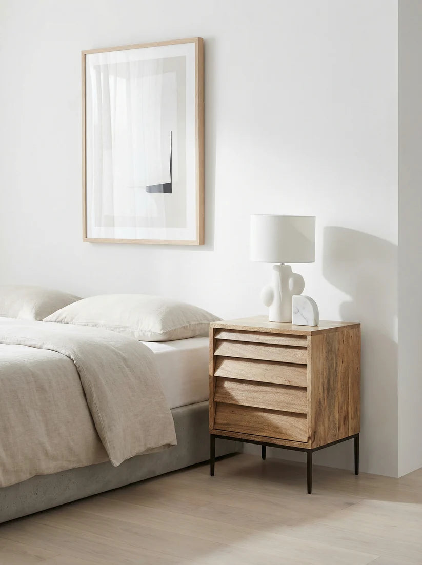 mango wood iron legs bedside