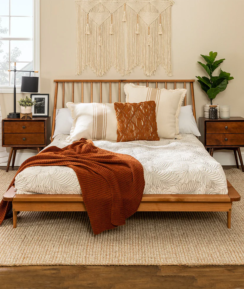 mango wood queen size bed