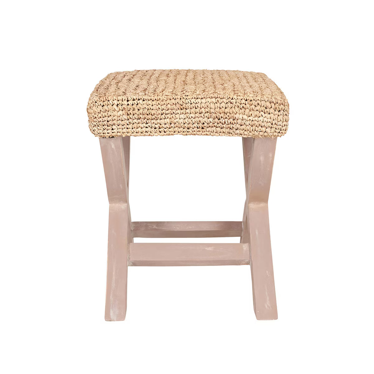  mango wood raffia ottoman
