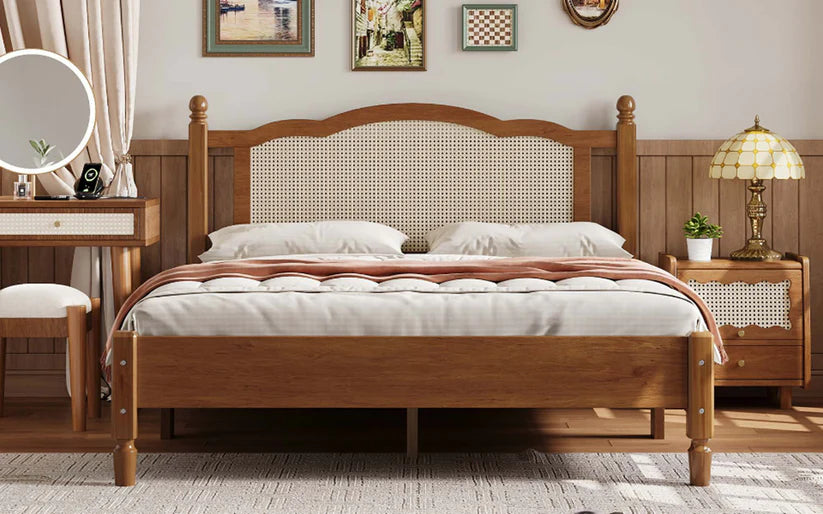 mango wood rattan beds