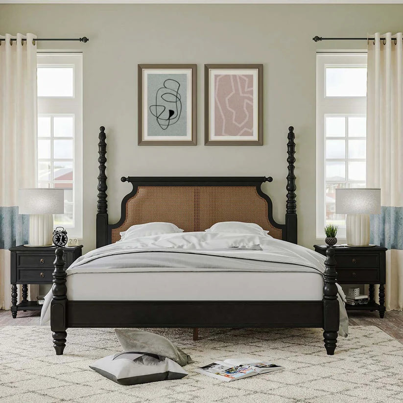  matt black finish canopy bed