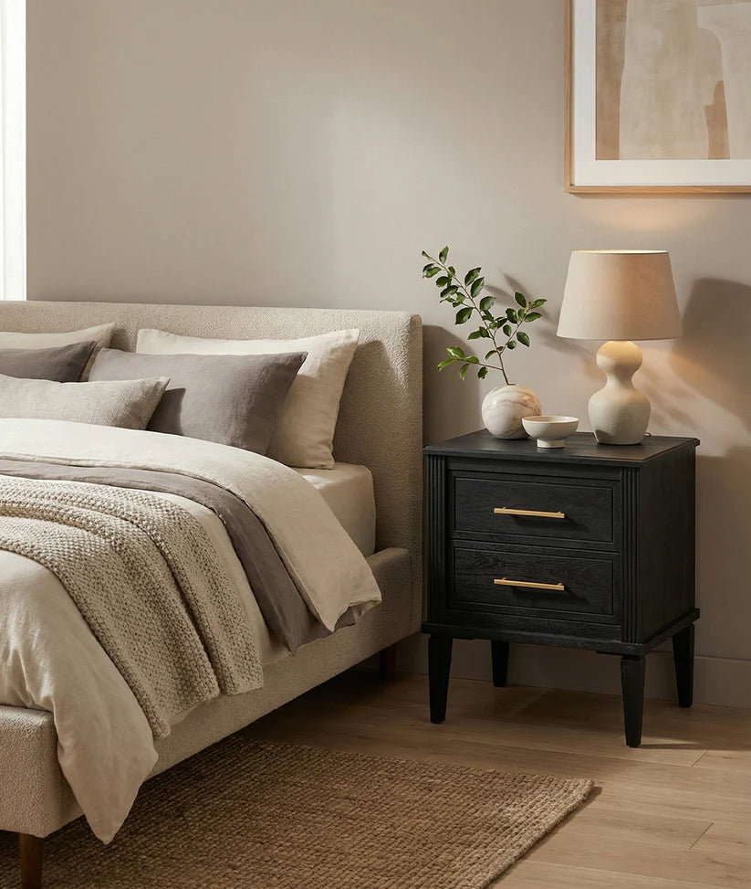 matte black fluting bedside table