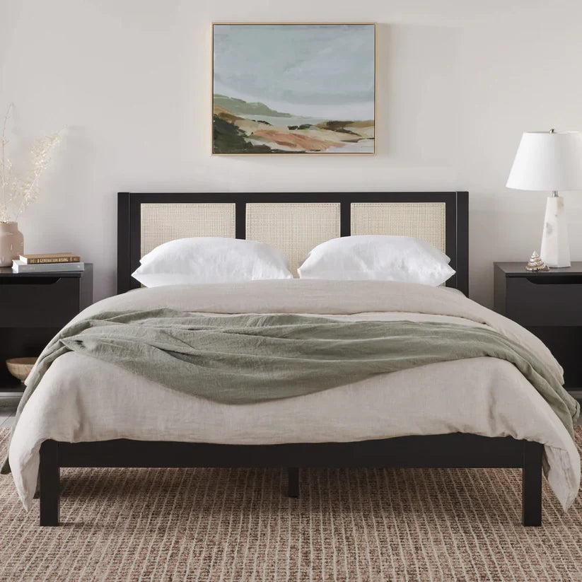 matte black rattan bed