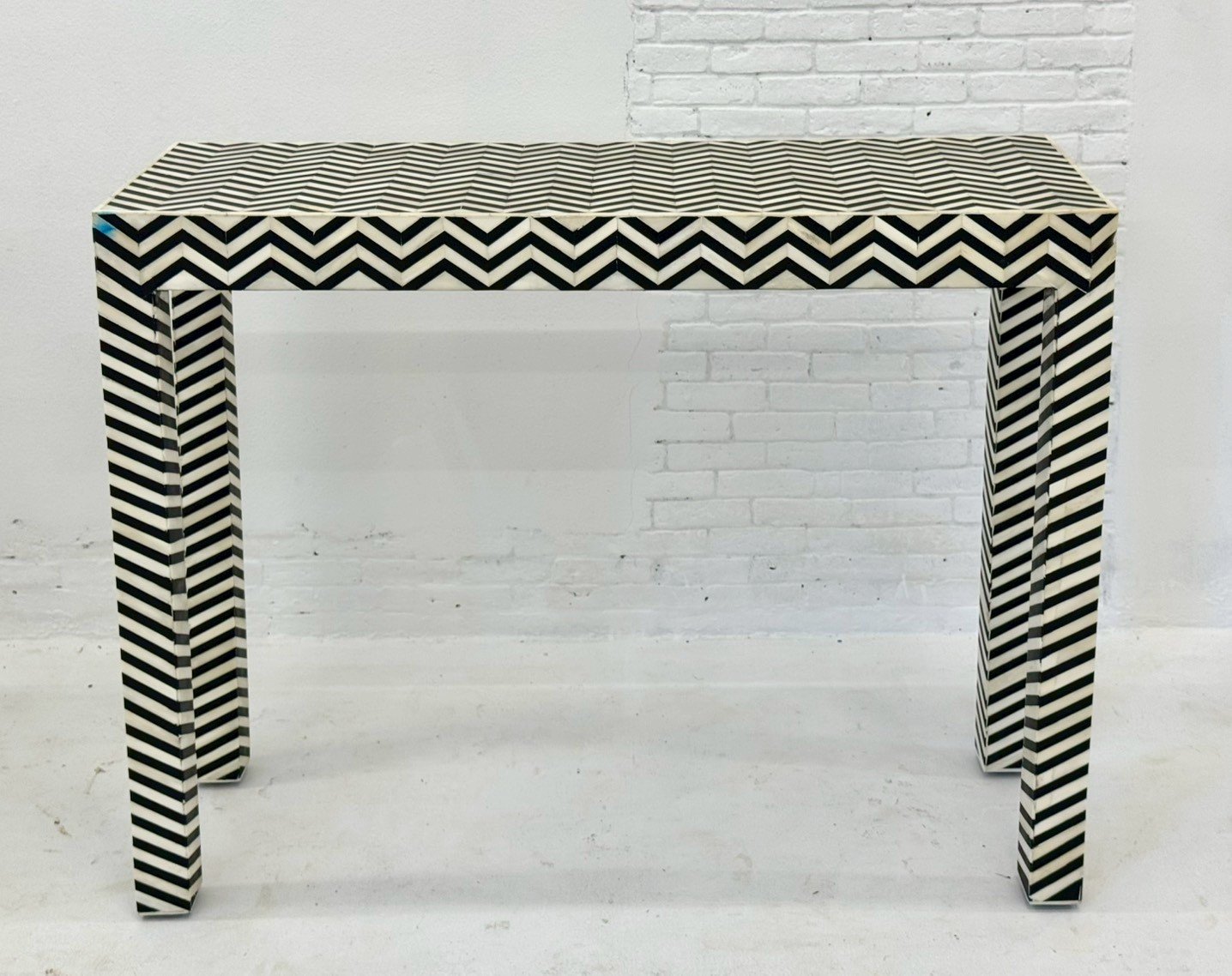 Modern Bone Inlay Console Table – Designer Console Table with Chevron Pattern W96 x D35 x H82 cm - RIVO HOMES