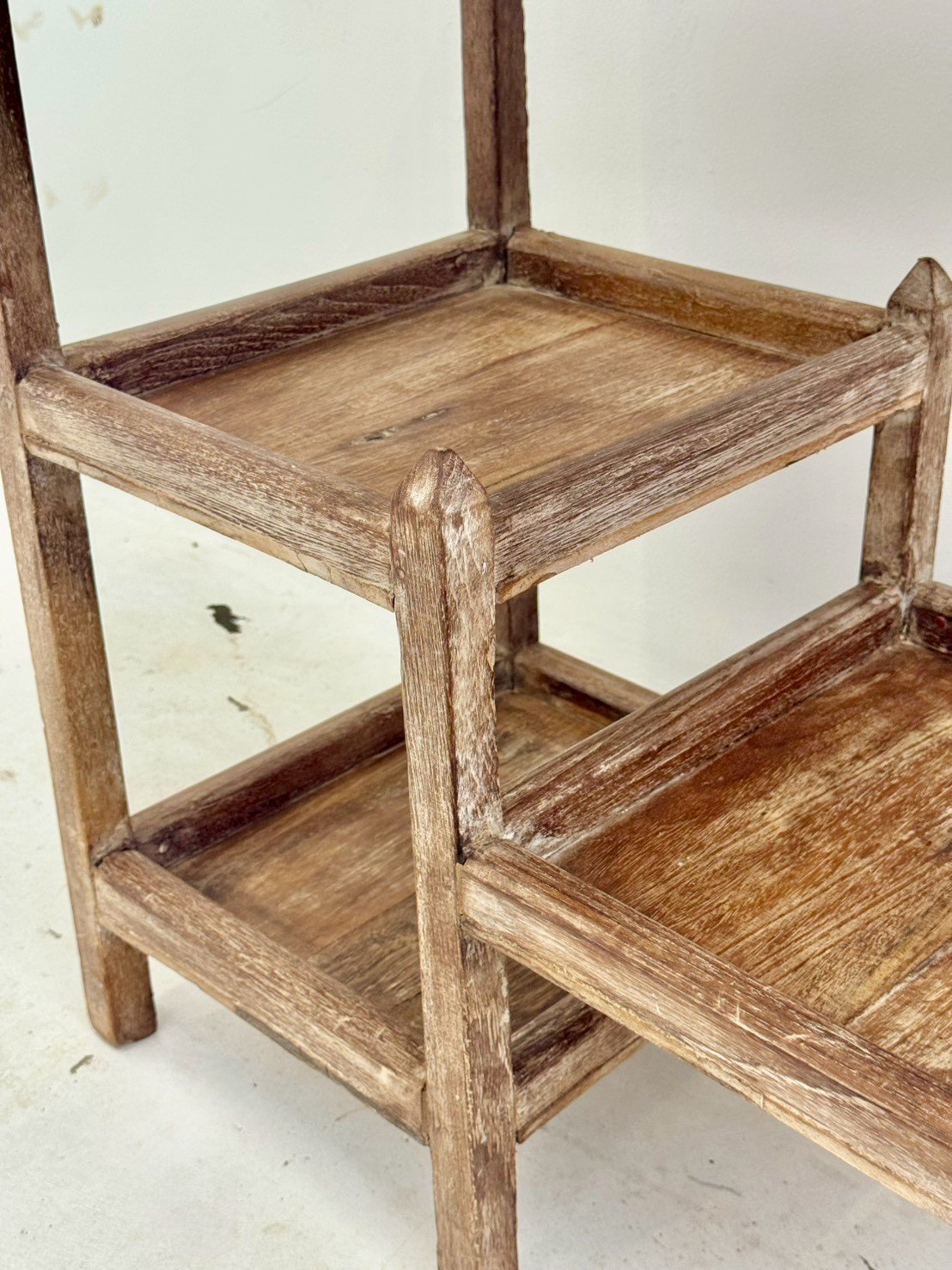 Multi-Level Storage Side Table – Multi Level Side Table with Tiered Shelves and Rustic Finish W60 x D35 x H70 cm - RIVO HOMES