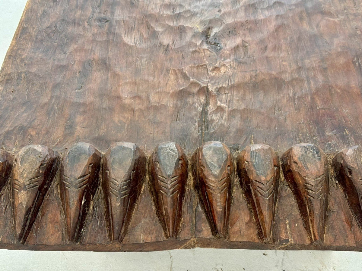 Mythical Carved Center Table – Antique Center Table with Hand-Carved Naga Motifs W228 x D117 x H59 cm - RIVO HOMES