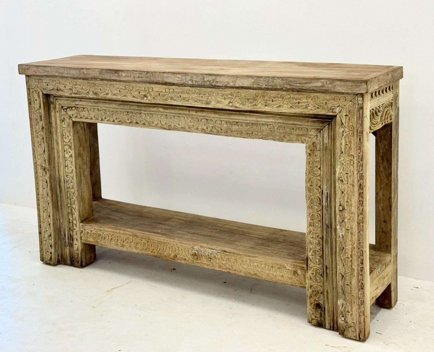 Nasareth Console Table – Rustic Style Console Table with Distressed Wood FinishW153 x D37 x H90 cm - RIVO HOMES