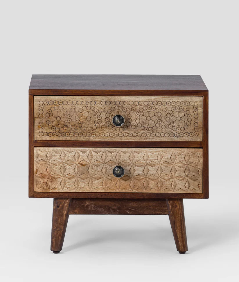natural finish bedside handcarved