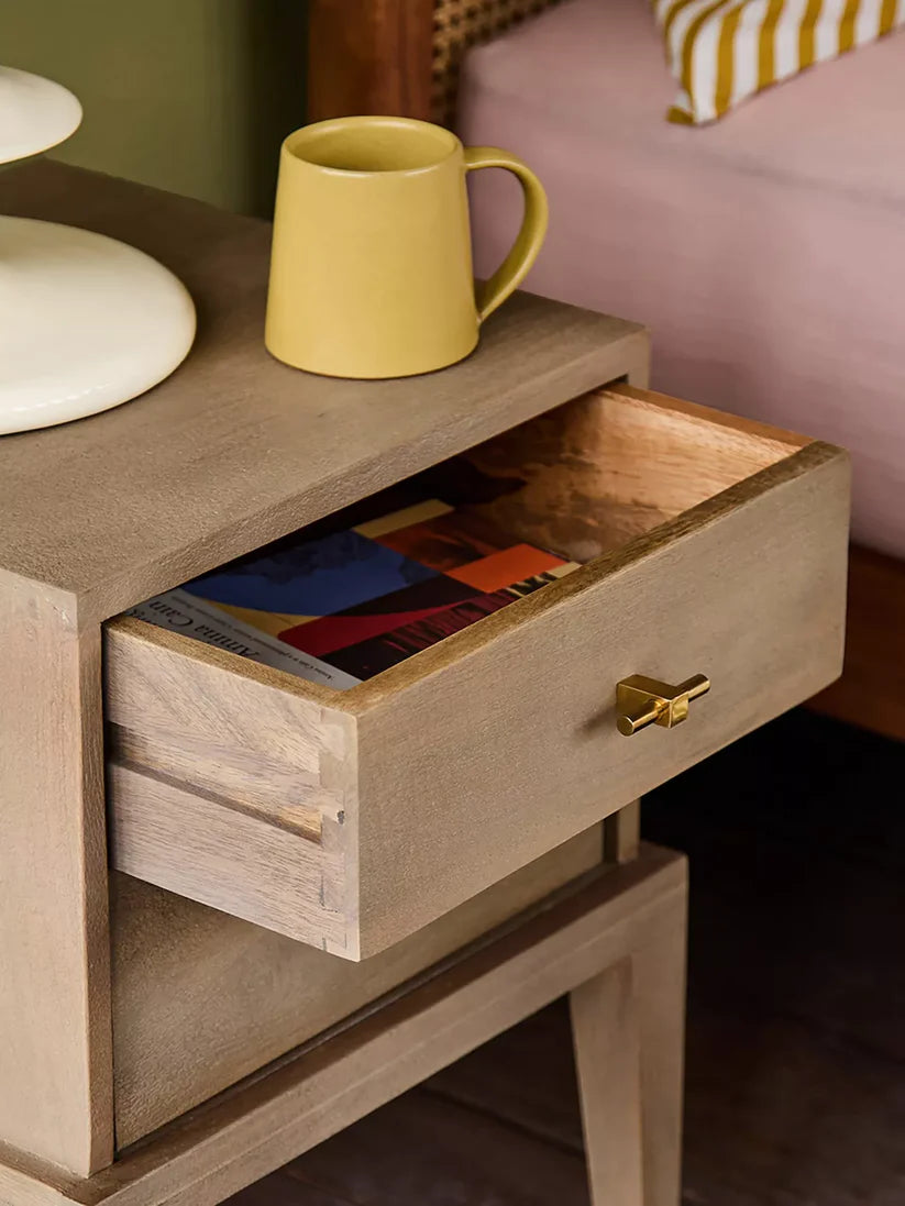 natural finish bedside table
