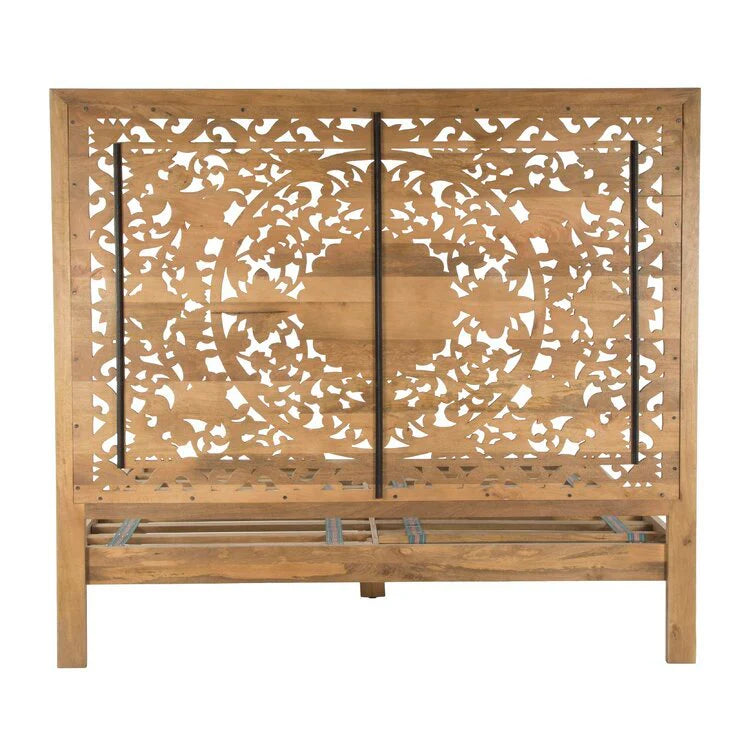 natural finish carving bed