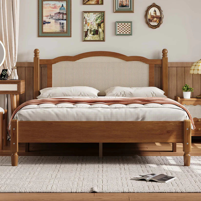 natural finish rattan beds