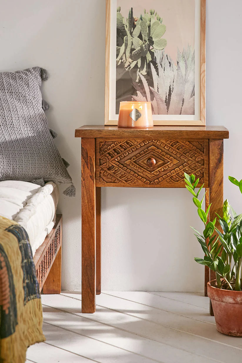 natural mango wood bedside