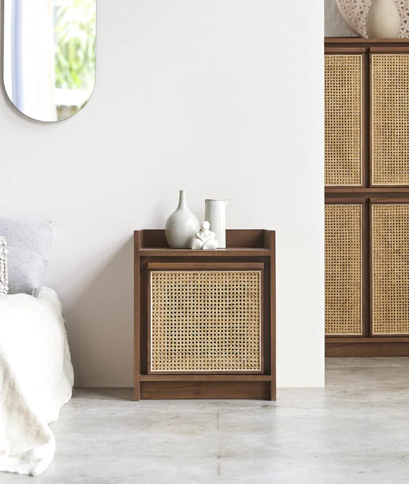 natural rattan bedside