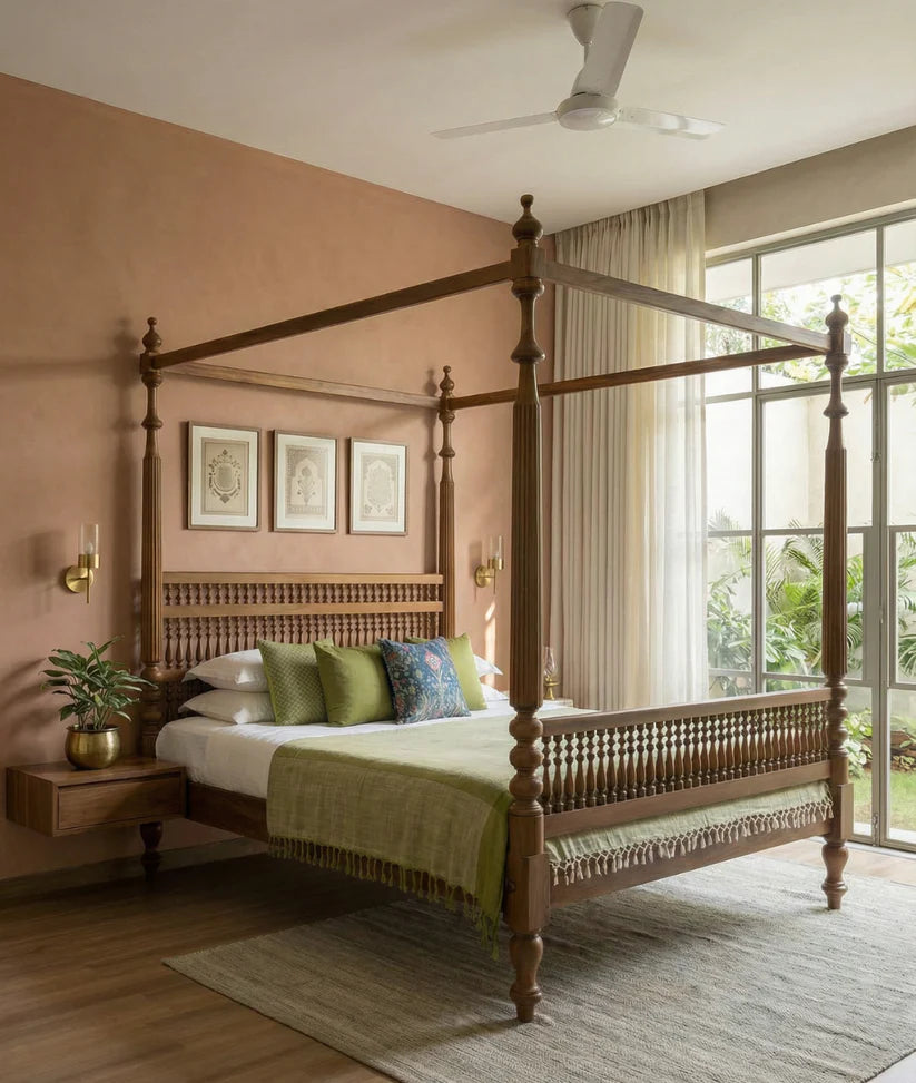  natural teak king bed