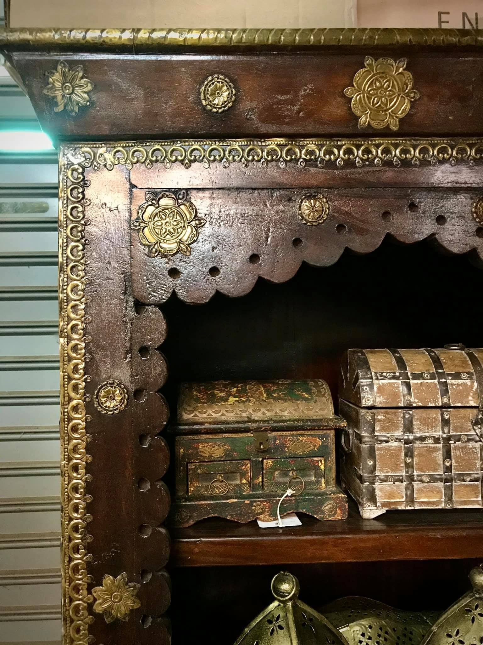 open wooden cabinet