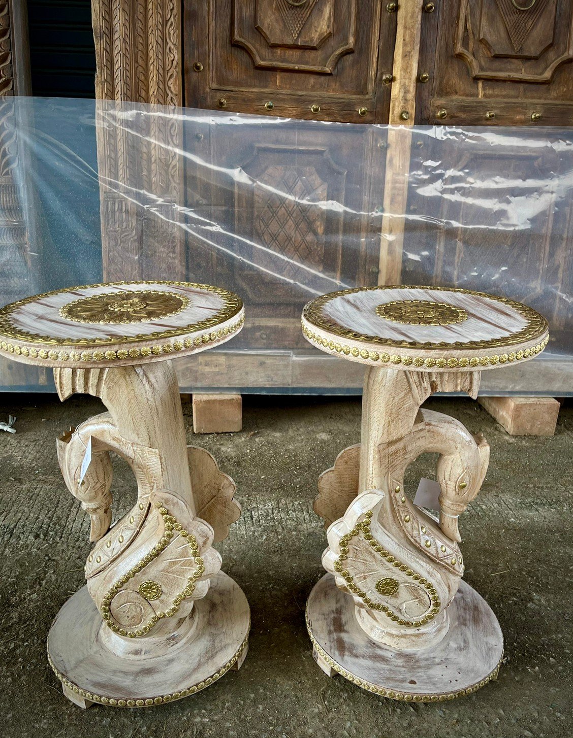  ornamental wooden side tables