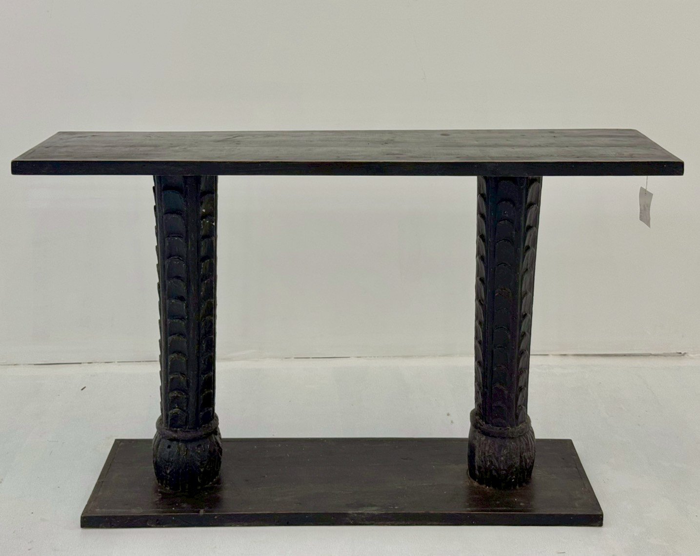 Pillar Black Console Table – Black Console Table with Carved Pillar Legs W153 x D40 x H91 cm. - RIVO HOMES