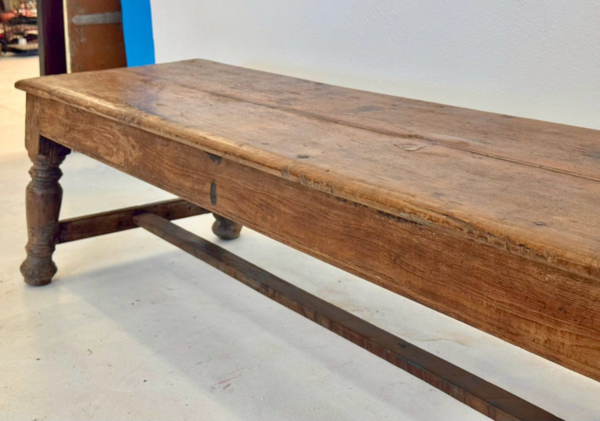 Plain Solid Wood Bench – Rustic Wooden Plain Bench for Home W190 x D42 x H43 cm - RIVO HOMES