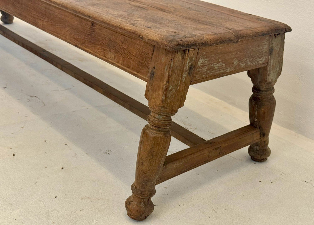 Plain Solid Wood Bench – Rustic Wooden Plain Bench for Home W190 x D42 x H43 cm - RIVO HOMES