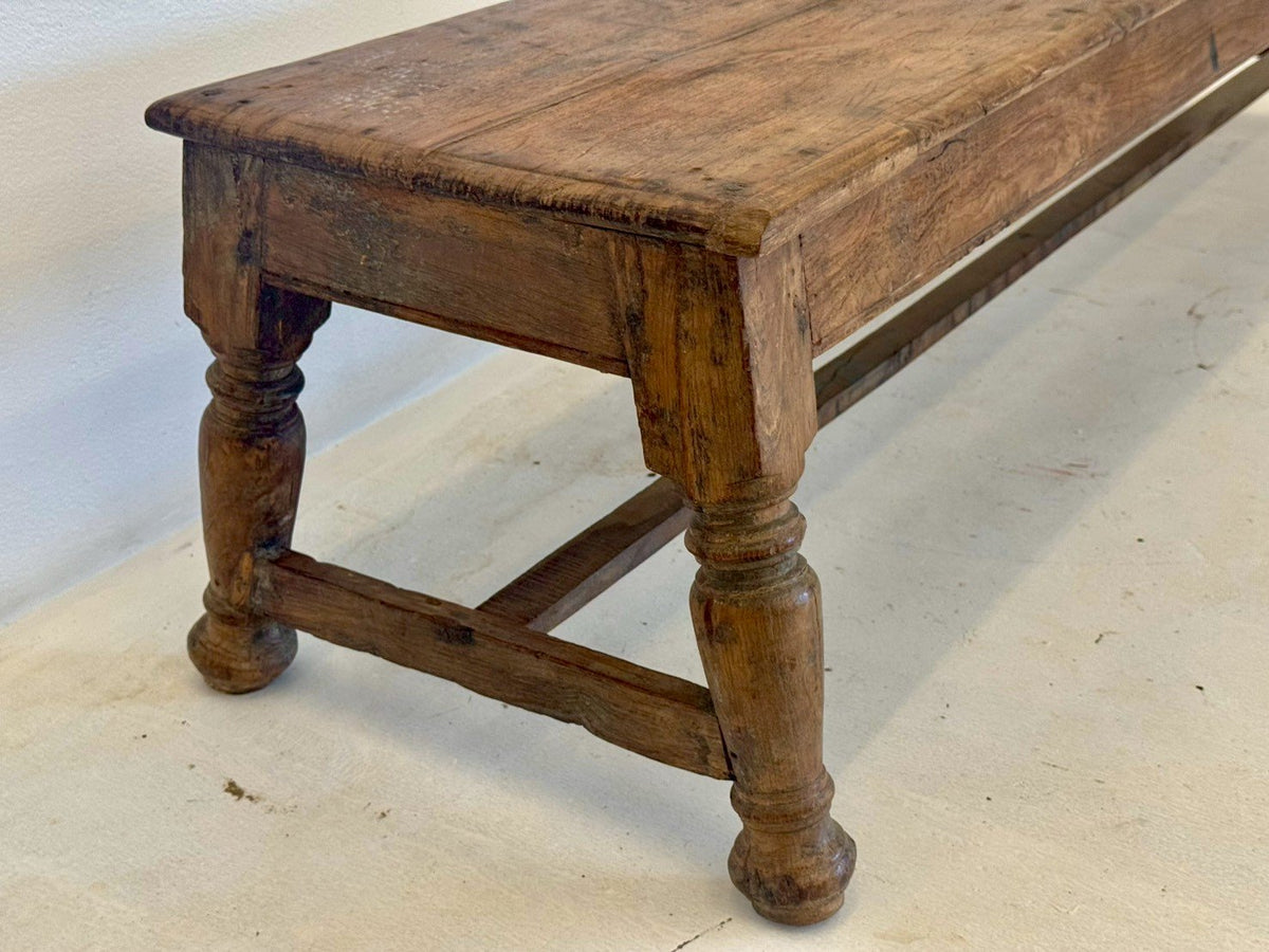 Plain Solid Wood Bench – Rustic Wooden Plain Bench for Home W190 x D42 x H43 cm - RIVO HOMES