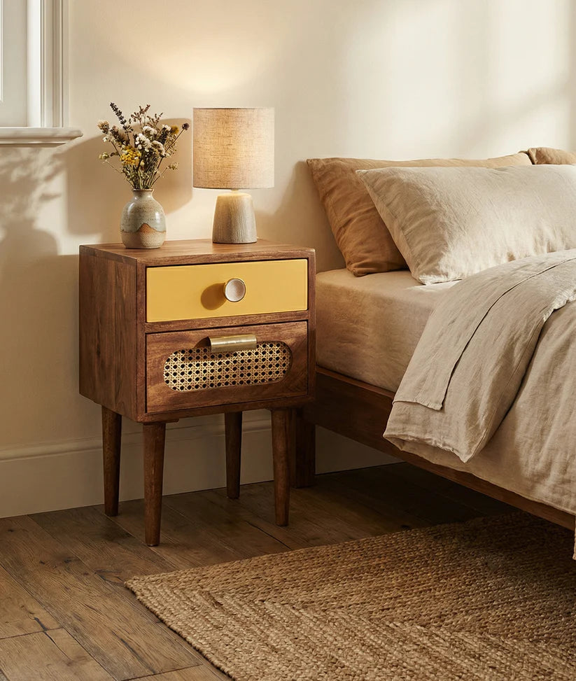  rattan cane bedside table