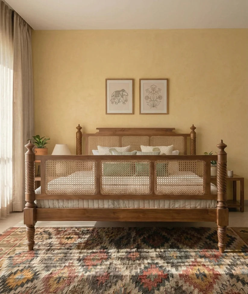 rattan four poster bed