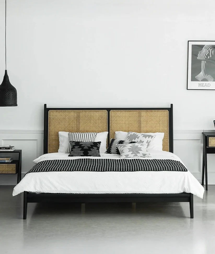 rattan headboard bed